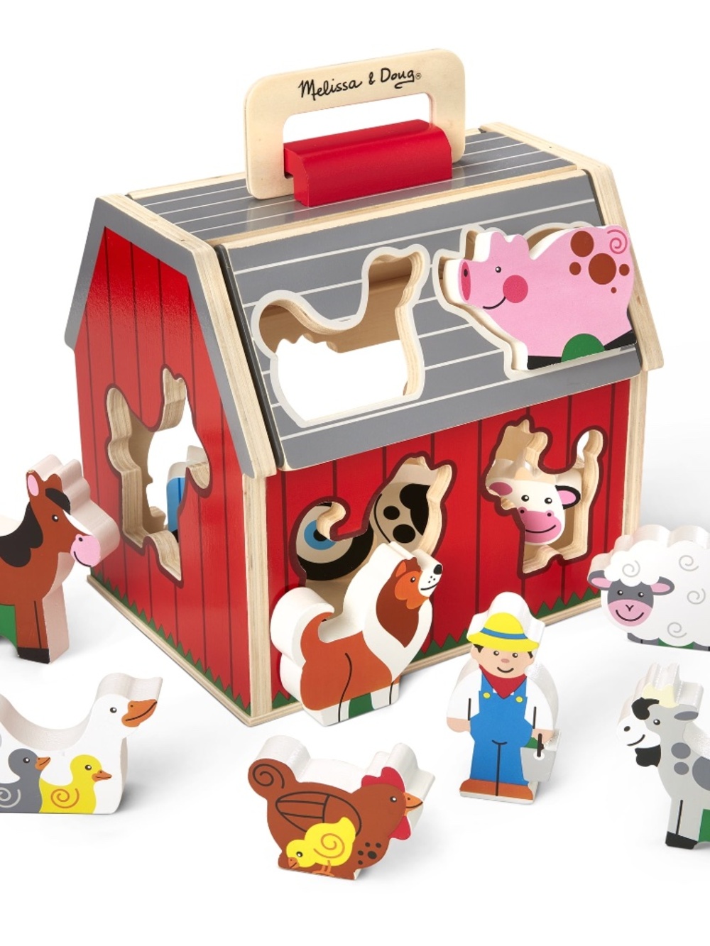 Melissa & Doug Wooden Take-Along Sorting Barn (Only 7 Animals)